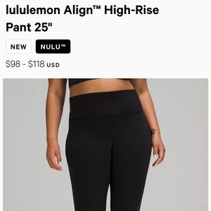 Lululemon Black Align Leggings 25’’